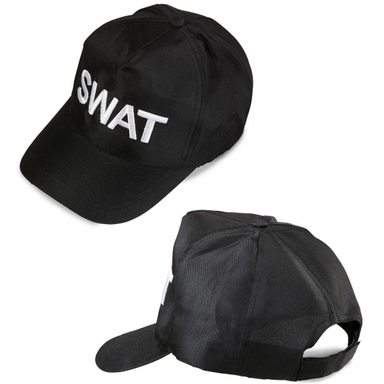 Zwarte SWAT politie cap voor volwassenen -