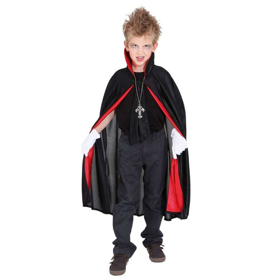 Zwarte dracula/vampieren cape voor kinderen 128/140 (7-9 jaar) -