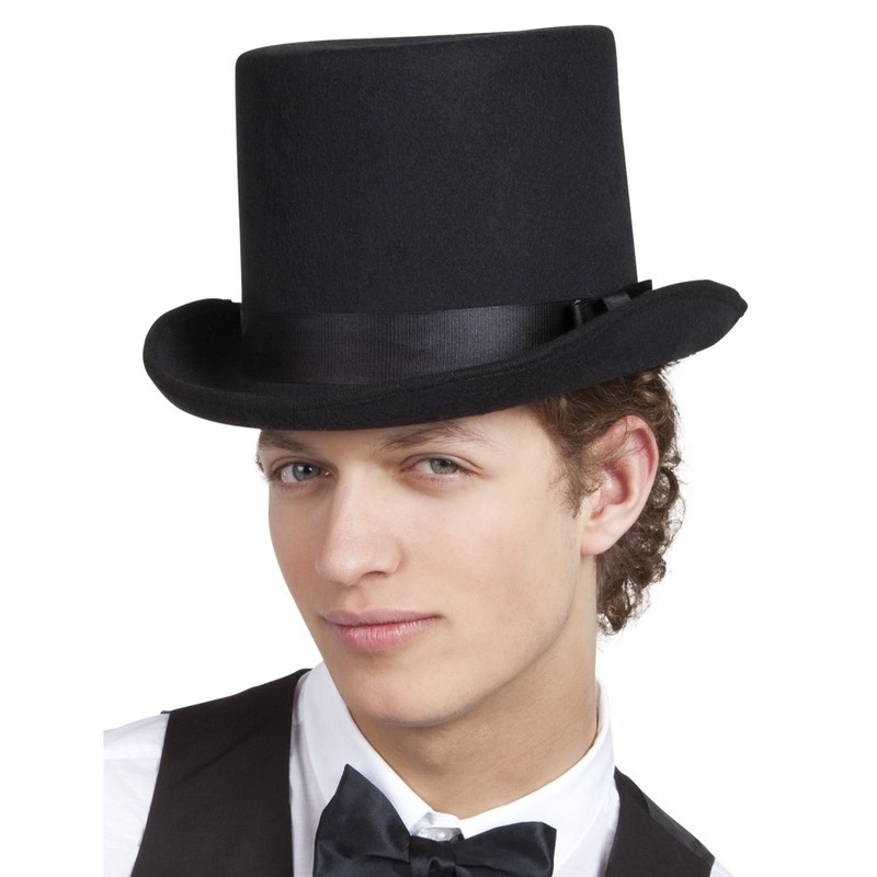 Zwarte hoge hoed zware kwaliteit voor heren -