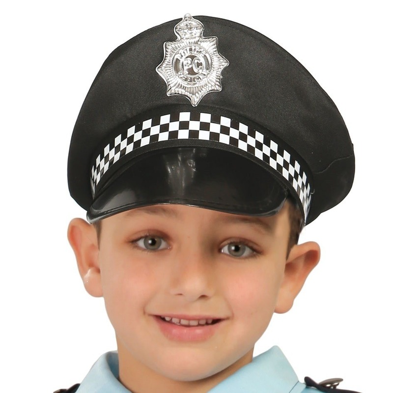 Zwarte politie pet voor kinderen -