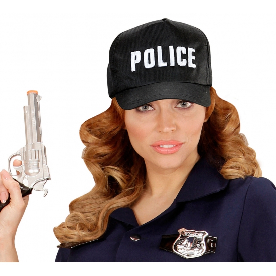 Zwarte politie verkleed pet voor volwassenen -