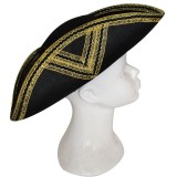 Funny Fshion Musketiers piraten verkleed hoed zwart met goud -