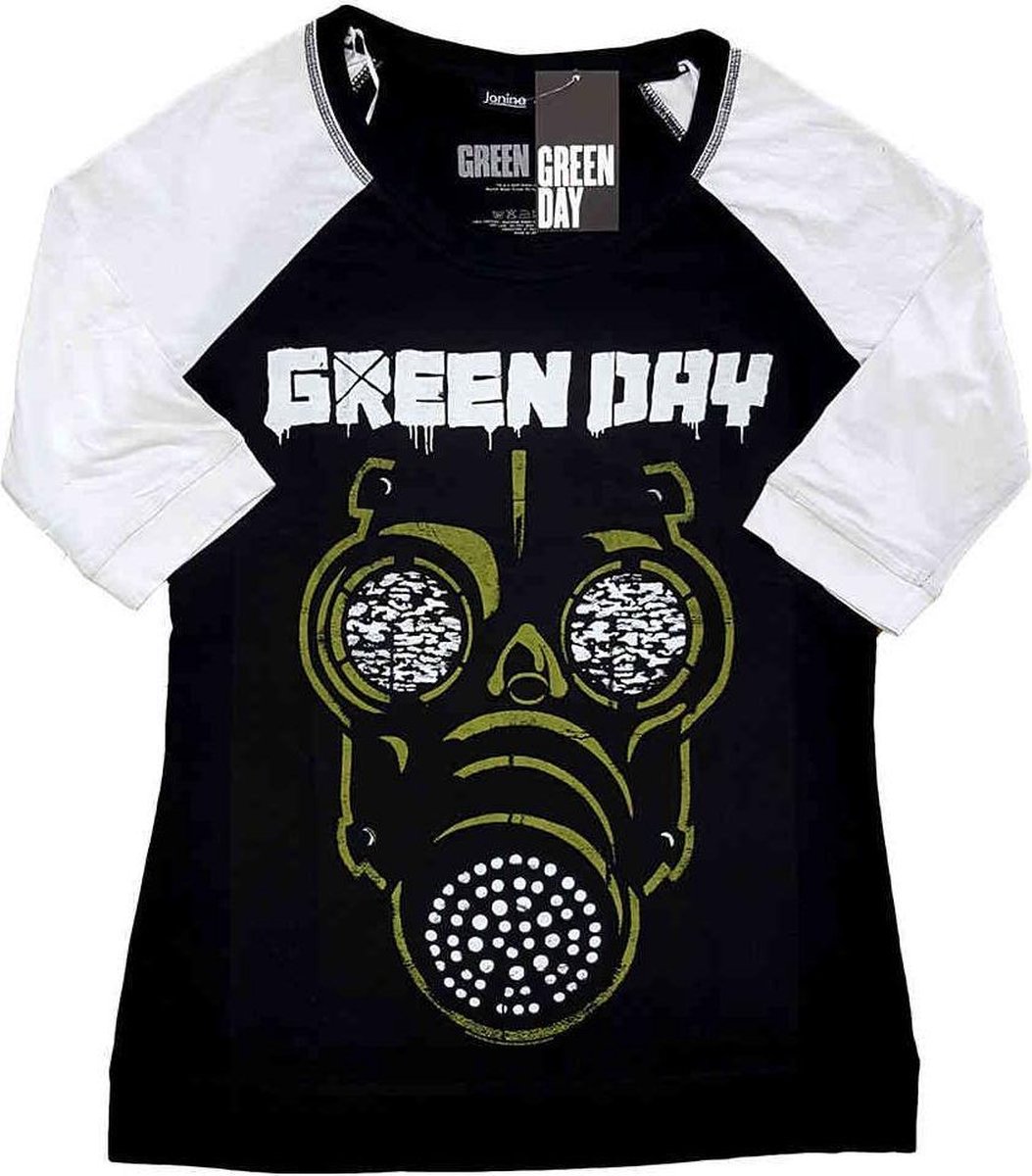Green Day - Green Mask Raglan top - XS - Zwart/Wit