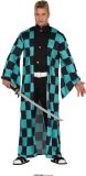 Guirca - Ninja & Samurai Kostuum - Demonenjager Mr Kamado - Man - Blauw, Zwart - Maat 48-50 - Carnavalskleding - Verkleedkleding