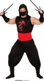 Guirca - Ninja & Samurai Kostuum - Kung Fu Fighter Bruce - Man - Zwart - Maat 52-54 - Carnavalskleding - Verkleedkleding