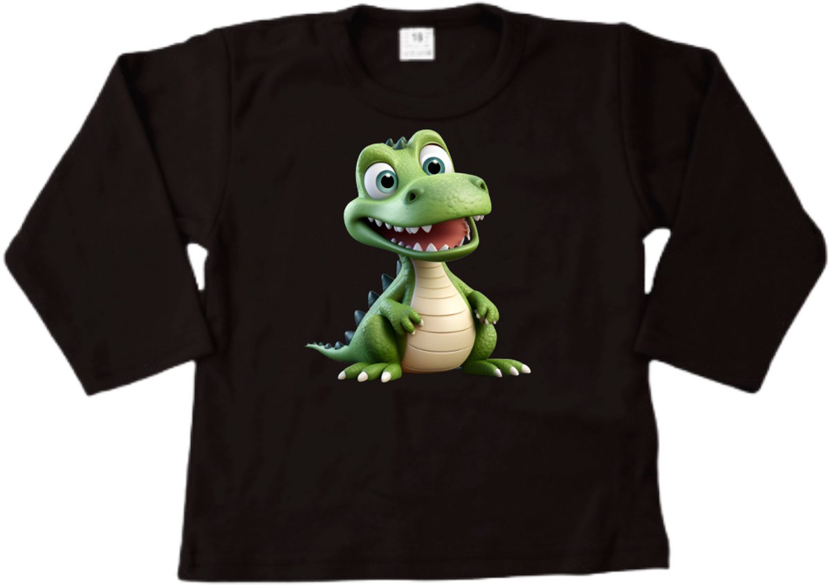 Shirt kind Krokodil - Lange mouwen - Vrolijke print - Maat 104