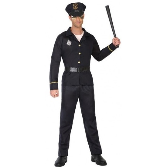 Zwart politie kostuum voor volwassenen XL -