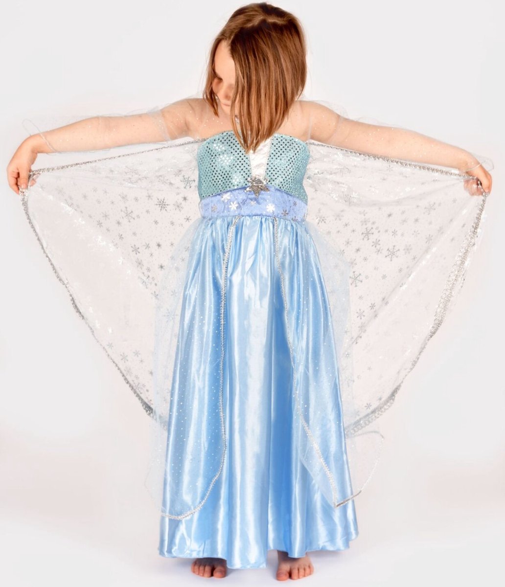 Den Goda Fen Verkleedkledij Frozen Princess - Jurk met sleep - 110-116cm - 4-6 jaar - Lichtblauw