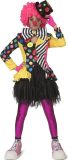 Funny Fashion - Clown & Nar Kostuum - Enorme Knopen Jas Clown Augustina Vrouw - Geel, Multicolor - Maat 48-50 - Carnavalskleding - Verkleedkleding