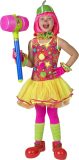 Funny Fashion - Clown & Nar Kostuum - Gekke Bonte Clown - Meisje - Multicolor - Maat 140 - Carnavalskleding - Verkleedkleding