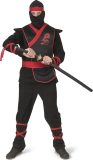 Funny Fashion - Ninja & Samurai Kostuum - Rood Zwarte Ninja Strijder Vol Doodsverachting - Man - Rood, Zwart - Maat 56-58 - Carnavalskleding - Verkleedkleding