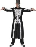 Funny Fashion - Spook & Skelet Kostuum - Rammelende Botten Skelet Jas Man - - Maat 48-50 - Halloween - Verkleedkleding
