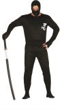 Guirca - Ninja & Samurai Kostuum - Meester Met Het Zwaard Ninja - Man - Zwart - Maat 52-54 - Carnavalskleding - Verkleedkleding