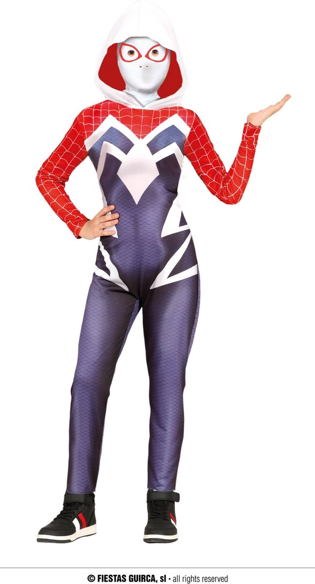 Guirca - Spiderman Kostuum - Mysterieuze Spinnenheld Kind Kostuum - Blauw - 3 - 4 jaar - Halloween - Verkleedkleding