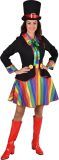 Magic By Freddy's - Clown & Nar Kostuum - Altijd Mega Grappige Clown Augustina - Vrouw - Zwart, Multicolor - XXL - Carnavalskleding - Verkleedkleding