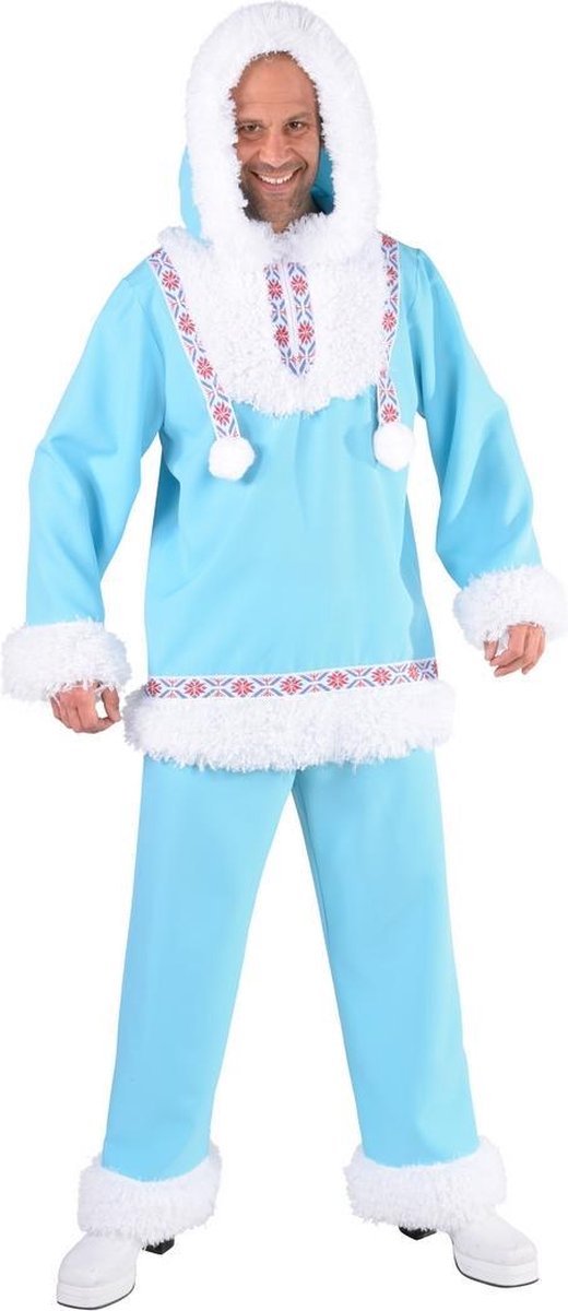 Magic By Freddy's - Eskimo Kostuum - Immuun Voor De Kou Eskimo Noordpool - Man - Blauw - XXL - Carnavalskleding - Verkleedkleding