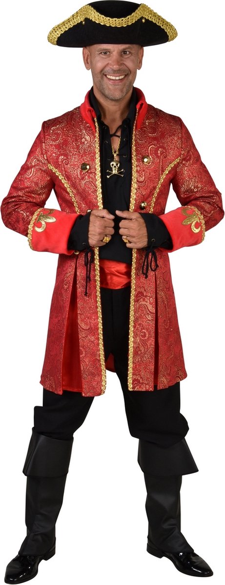 Magic By Freddy's - Middeleeuwen & Renaissance Kostuum - Rode Deftige Markies Marcus Jas - Man - Rood - Small - Carnavalskleding - Verkleedkleding