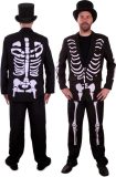 PartyXplosion - Spook & Skelet Kostuum - Keurig Herenkostuum Skelet - Man - Zwart / Wit - Maat 46 - Halloween - Verkleedkleding