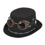 Rubies Steampunk hoed - met bril en ketting - zwart - polyester - voor volwassenen -
