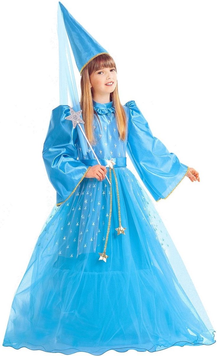 Widmann - Elfen Feeen & Fantasy Kostuum - Magische Fee Saltimbanco Kostuum Meisje - Blauw - Maat 140 - Carnavalskleding - Verkleedkleding