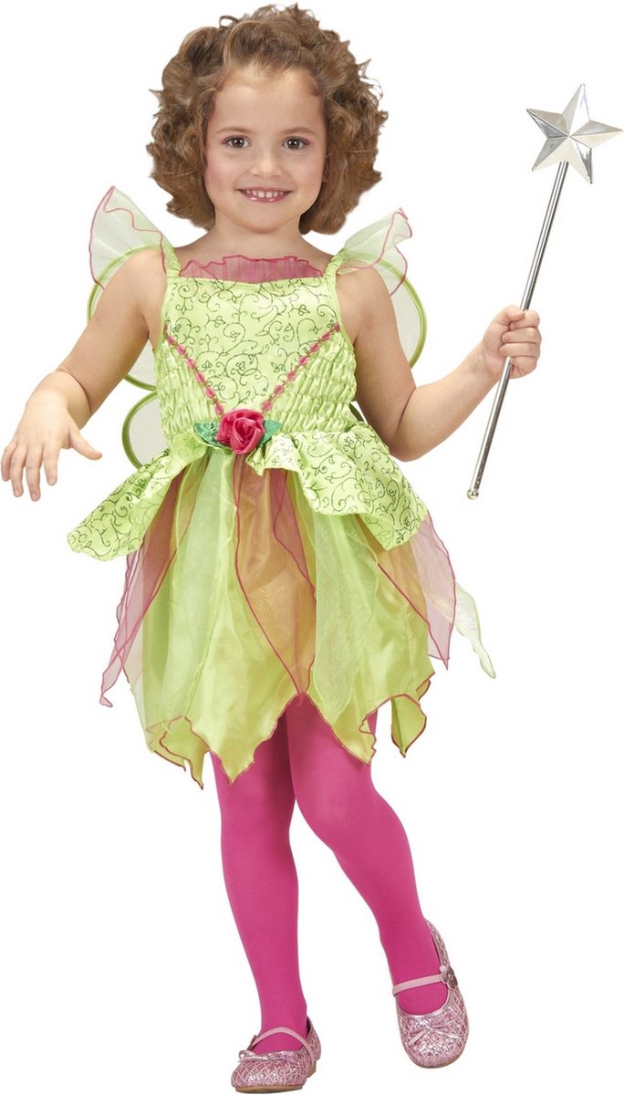 Widmann - Elfen Feeen & Fantasy Kostuum - Magische Fee Sprookjesbos - Meisje - Groen - Maat 116 - Carnavalskleding - Verkleedkleding