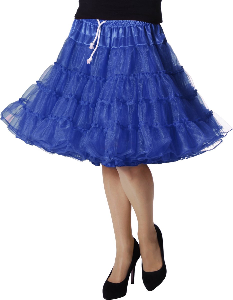 Wilbers & Wilbers - Petticoat Swing Luxe Blauw - Blauw - One Size - Carnavalskleding - Verkleedkleding