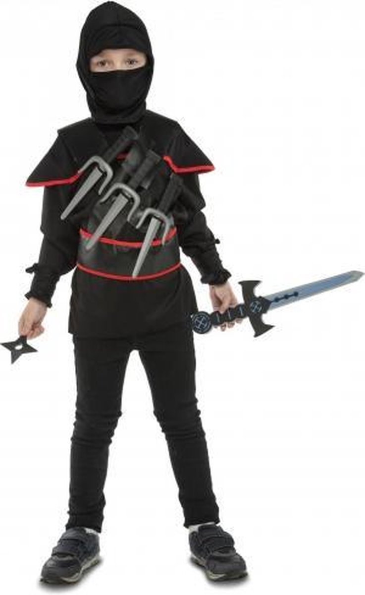 Zwart ninja kostuum met accessoires voor kinderen - Verkleedkleding