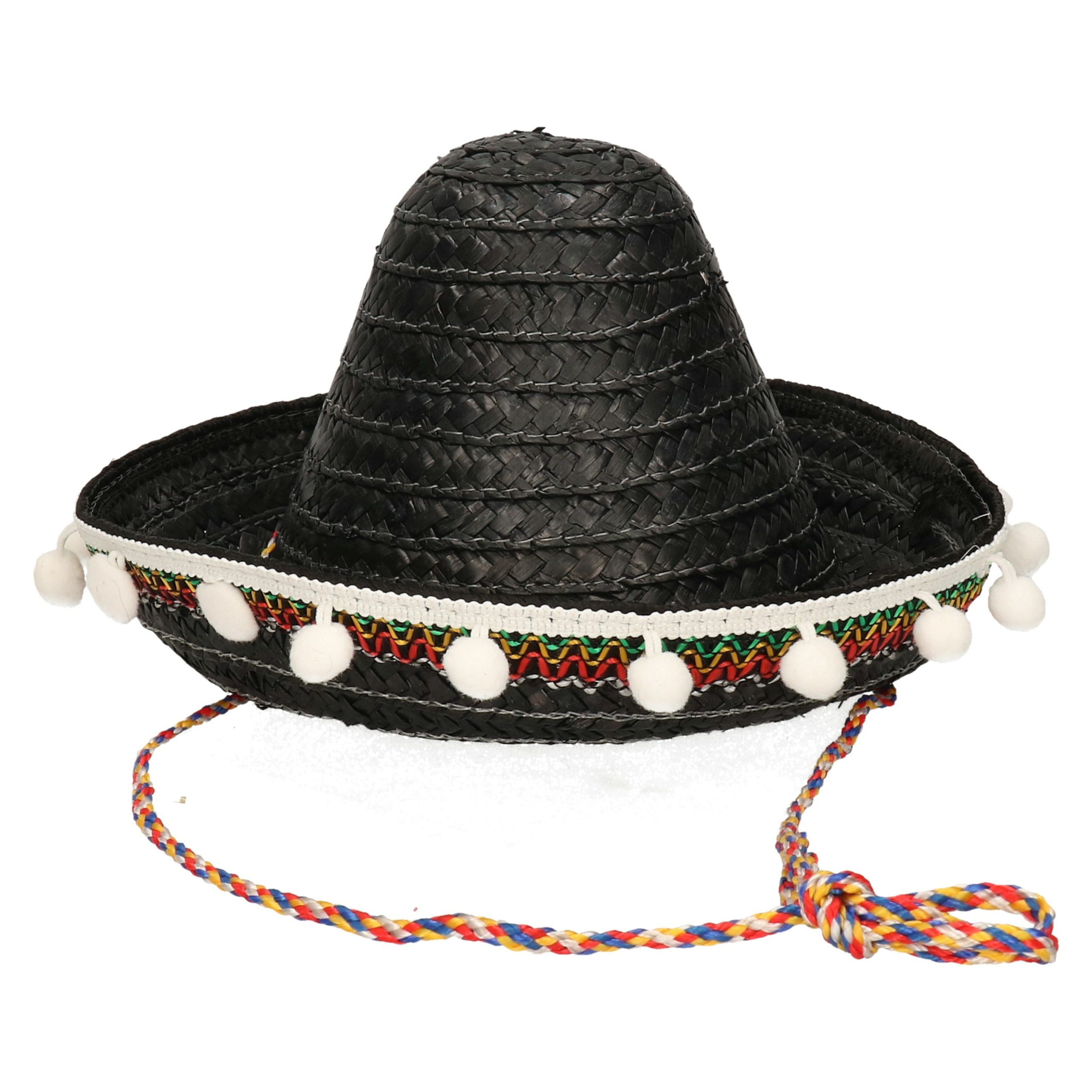 Zwarte Mexicaanse verkleed sombrero hoed 25 cm voor kinderen -