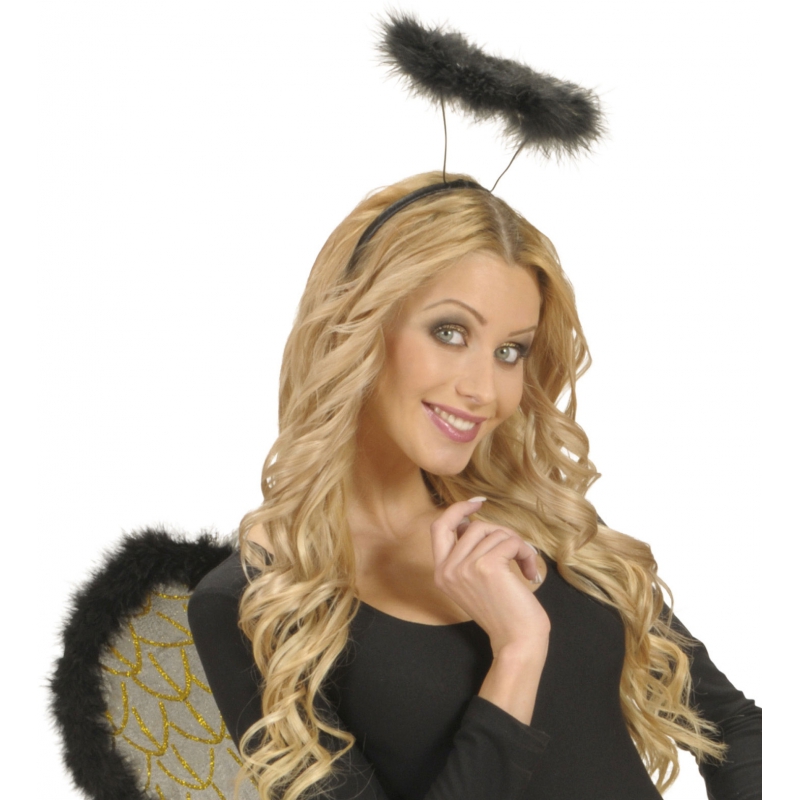 Zwarte engelen halo diadeem halloween verkleed accessoire -