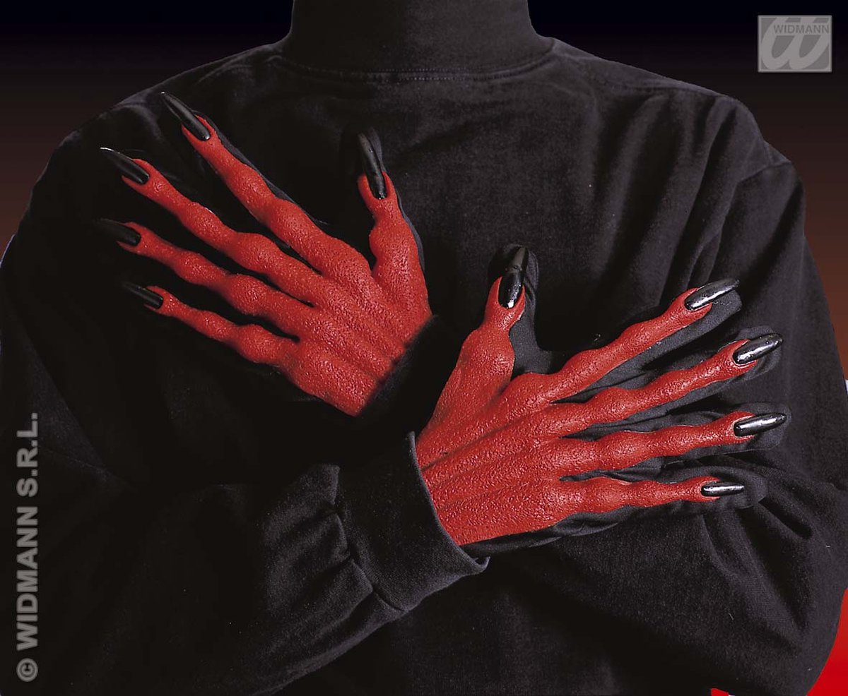 3D duivel handschoenen - Verkleedattribuut