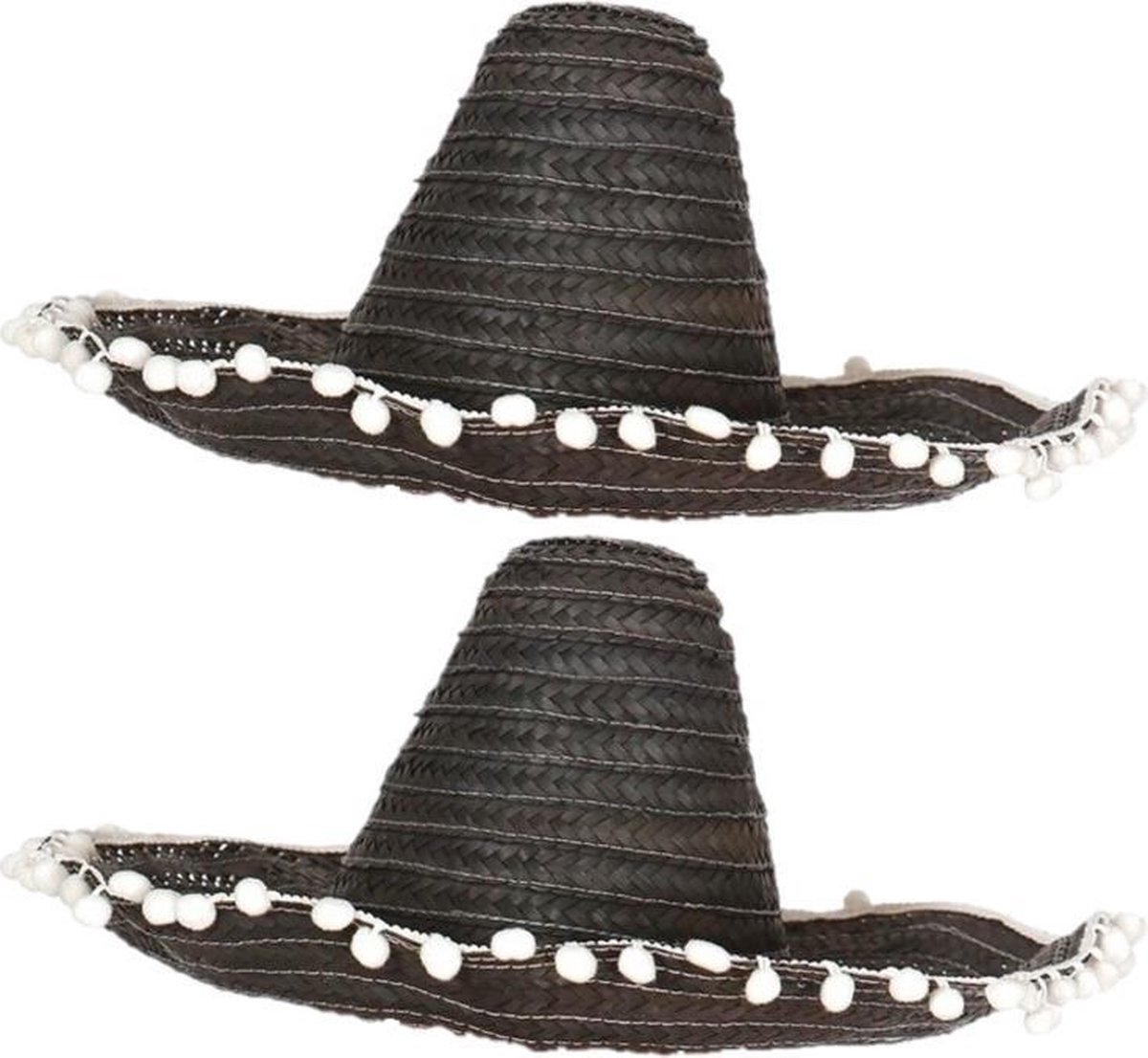 4x stuks zwarte sombrero/Mexicaanse hoed 45 cm - Mexico thema verkleedkleding voor volwassenen