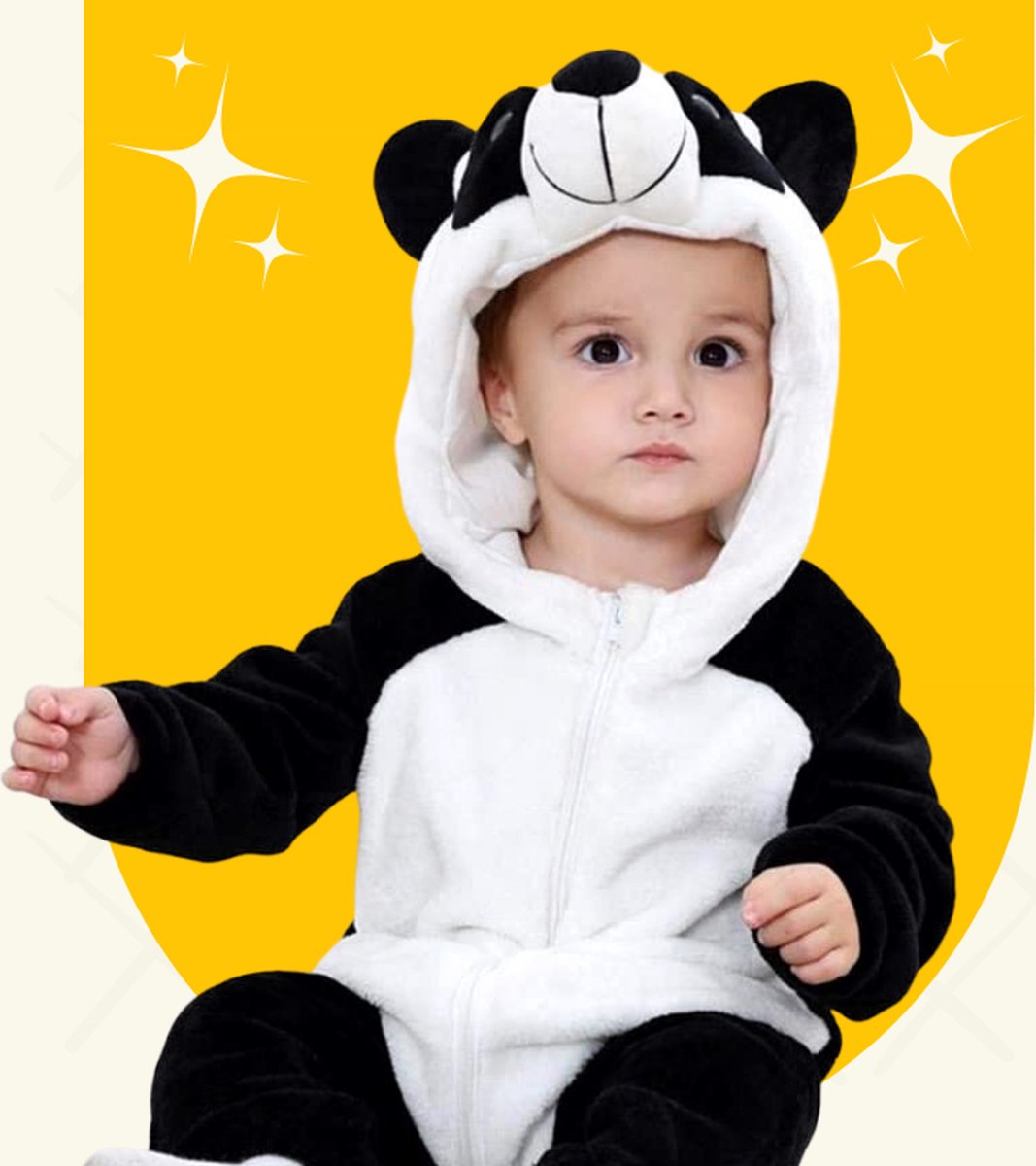 BoefieBoef Baby Onesie Dier Panda S - Kinder Peuter Pyama Onesie - Baby Jumpsuit - Baby Kruippak - Baby Badjas - Verkleedkleding Peuter - Carnaval - Dierenpak - Baby Kostuum - Baby Romper - Baby Kigurumi - 6-18 maanden