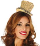 Fiestas Guirca - Kleine hoed met elastiek Goud - Carnaval - Carnaval kostuum - Carnaval accessoires