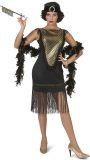 Funny Fashion - Jaren 20 Danseressen Kostuum - Gatsby Charleston Dame Franje Rok - Vrouw - Zwart, Goud - Maat 36-38 - Carnavalskleding - Verkleedkleding