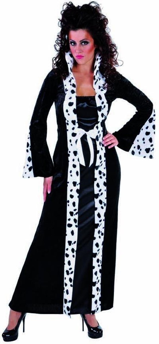 Magic By Freddy's - 101 Dalmatiers Kostuum - Dalmatier Dame Cruella - Vrouw - Zwart / Wit - XL - Carnavalskleding - Verkleedkleding