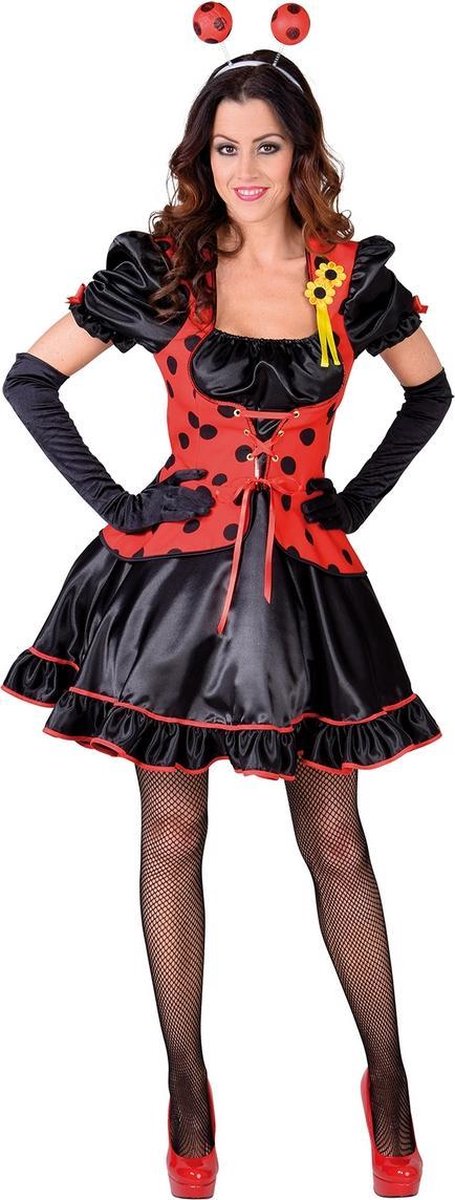 Magic By Freddy's - Lieveheersbeest Kostuum - Lieveheersbeestje Rood Zwarte Kever - Vrouw - Rood - Large - Carnavalskleding - Verkleedkleding