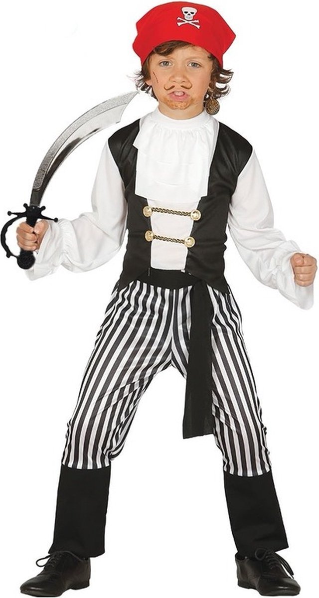 Piraten verkleedpak maat 128-134 met zwaard voor kinderen