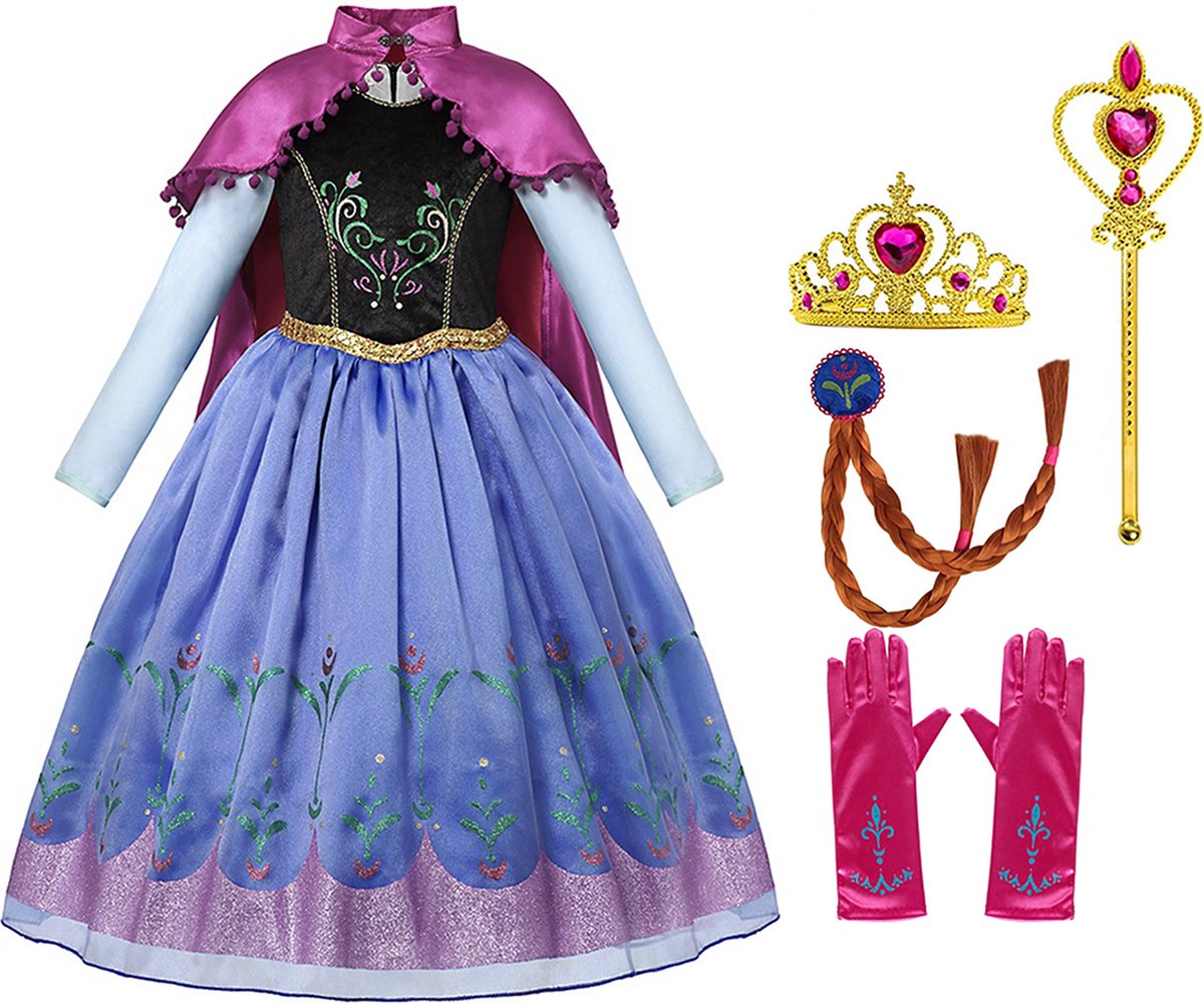 Prinsessenjurk meisje - Verkleedkleding meisje - Het Betere Merk - Lange roze cape - Maat 134/140 (140) - Carnavalskleding - Cadeau meisje - Verkleedkleren - Kleed
