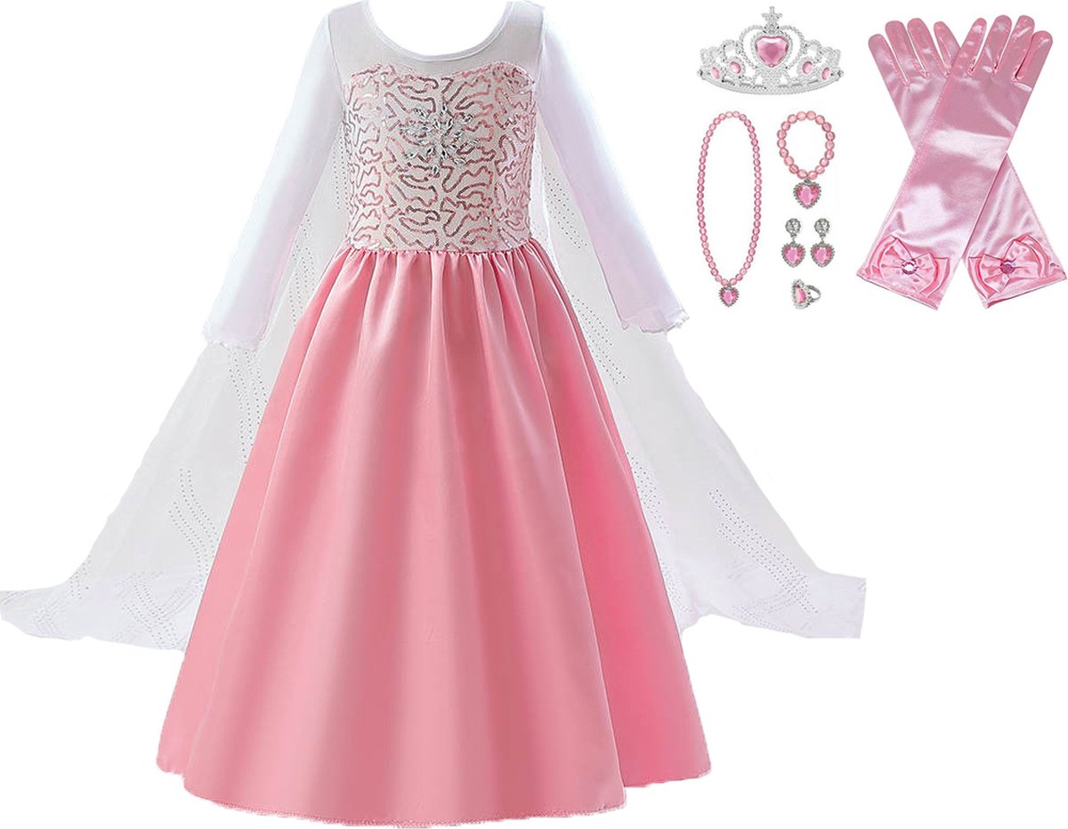 Prinsessenjurk meisje - prinsessen speelgoed - meisjes speelgoed - prinsessen verkleedkleding - Het Betere Merk - Roze jurk - maat 128/134 (140) - kleed