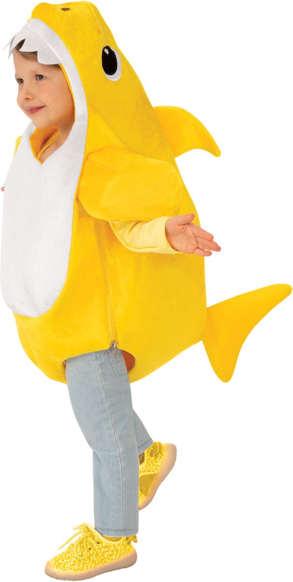Rubies - Haai & Inktvis & Dolfijn & Walvis Kostuum - Baby Shark Kostuum Kind - Geel, Wit / Beige - Maat 86 - Carnavalskleding - Verkleedkleding