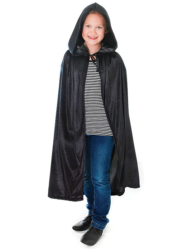 Rubies Halloween verkleed cape - voor kinderen - zwart - fluwelen stof One size -