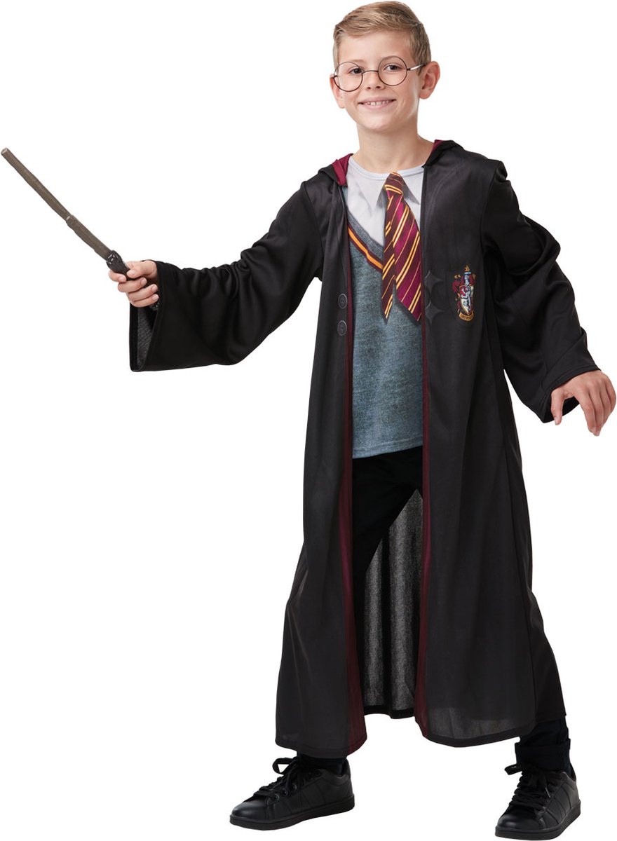 Rubies - Harry Potter Kostuum - Harry Potter Gryffindor Mantel Kostuum Jongen - Rood, Geel, Zwart, Grijs - Small / Medium - Carnavalskleding - Verkleedkleding