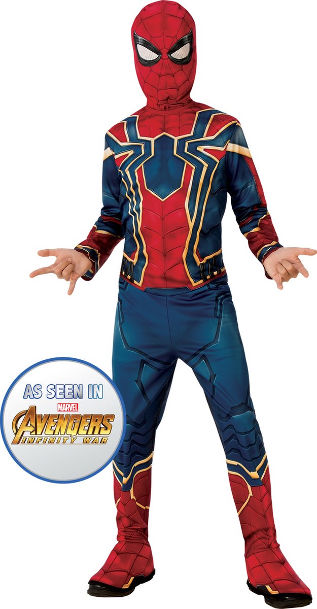 Rubies - Spiderman Kostuum - Iron Spider Kostuum Kind - Blauw, Rood - Maat 104 - Carnavalskleding - Verkleedkleding