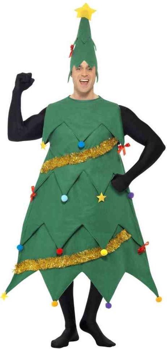 Smiffy's - Kerst & Oud & Nieuw Kostuum - Kerstboom Grappig Kostuum - Groen - One Size - Kerst - Verkleedkleding