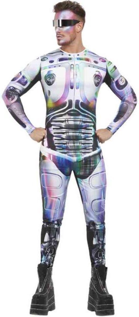 Smiffy's - Science Fiction & Space Kostuum - Mars Astronaut - Man - Zwart, Wit / Beige, Zilver - Medium - Carnavalskleding - Verkleedkleding
