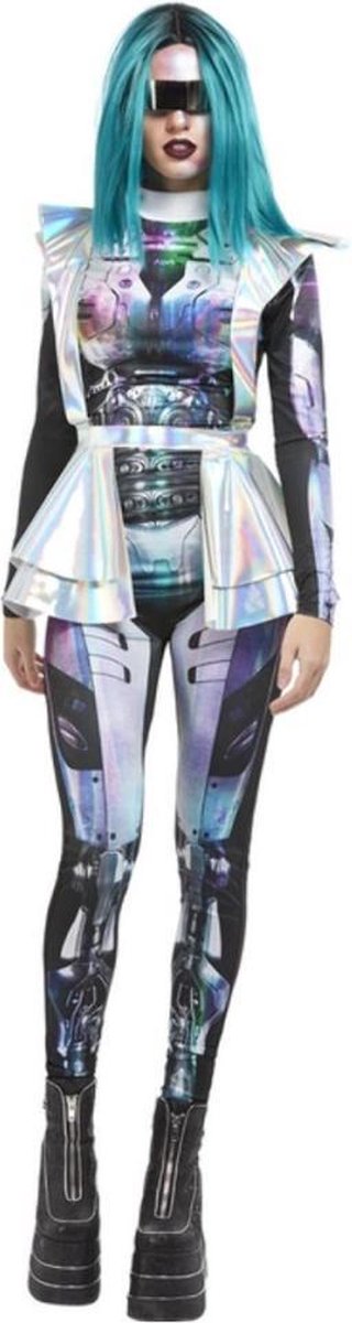Smiffy's - Science Fiction & Space Kostuum - Mars Astronaut - Vrouw - Zwart, Wit / Beige, Zilver - Medium - Carnavalskleding - Verkleedkleding