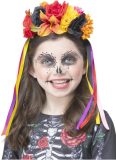 Smiffy's - Spaans & Mexicaans Kostuum - Day Of The Dead Bloemen Hoofdband Kind - Multicolor - One Size - Halloween - Verkleedkleding