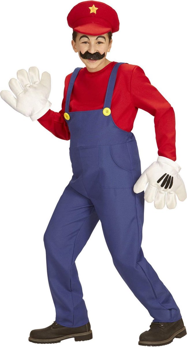 WIDMANN - Klassieke rode loodgieter outfit voor kinderen - 128 (5-7 jaar)