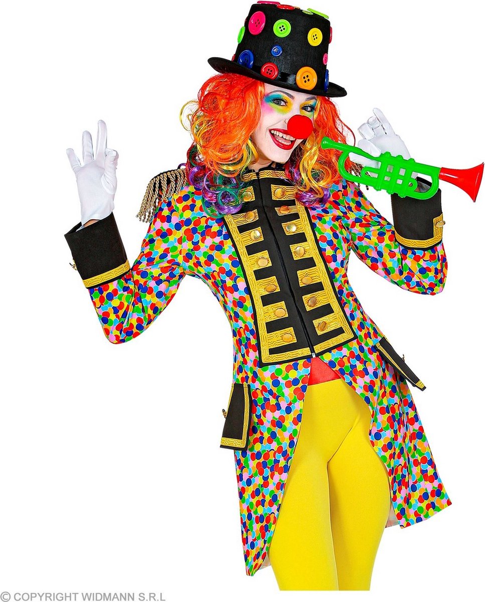 Widmann - Clown & Nar Kostuum - Confetti Boost Clown Slipjas Vrouw - Multicolor - Small - Carnavalskleding - Verkleedkleding