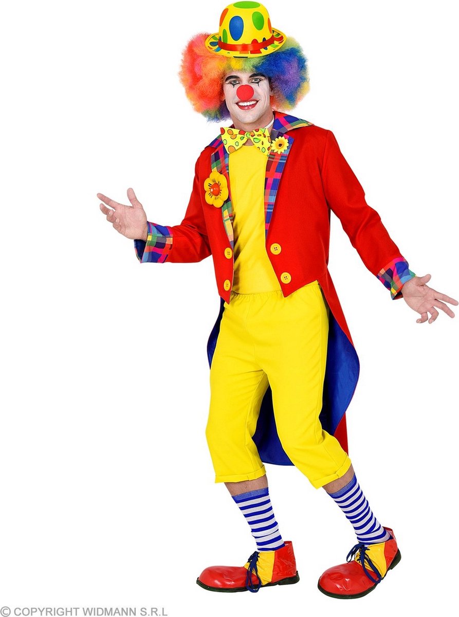 Widmann - Clown & Nar Kostuum - Jas Met Een Lach Clown Slipjas Rood Man - Rood - Medium - Carnavalskleding - Verkleedkleding